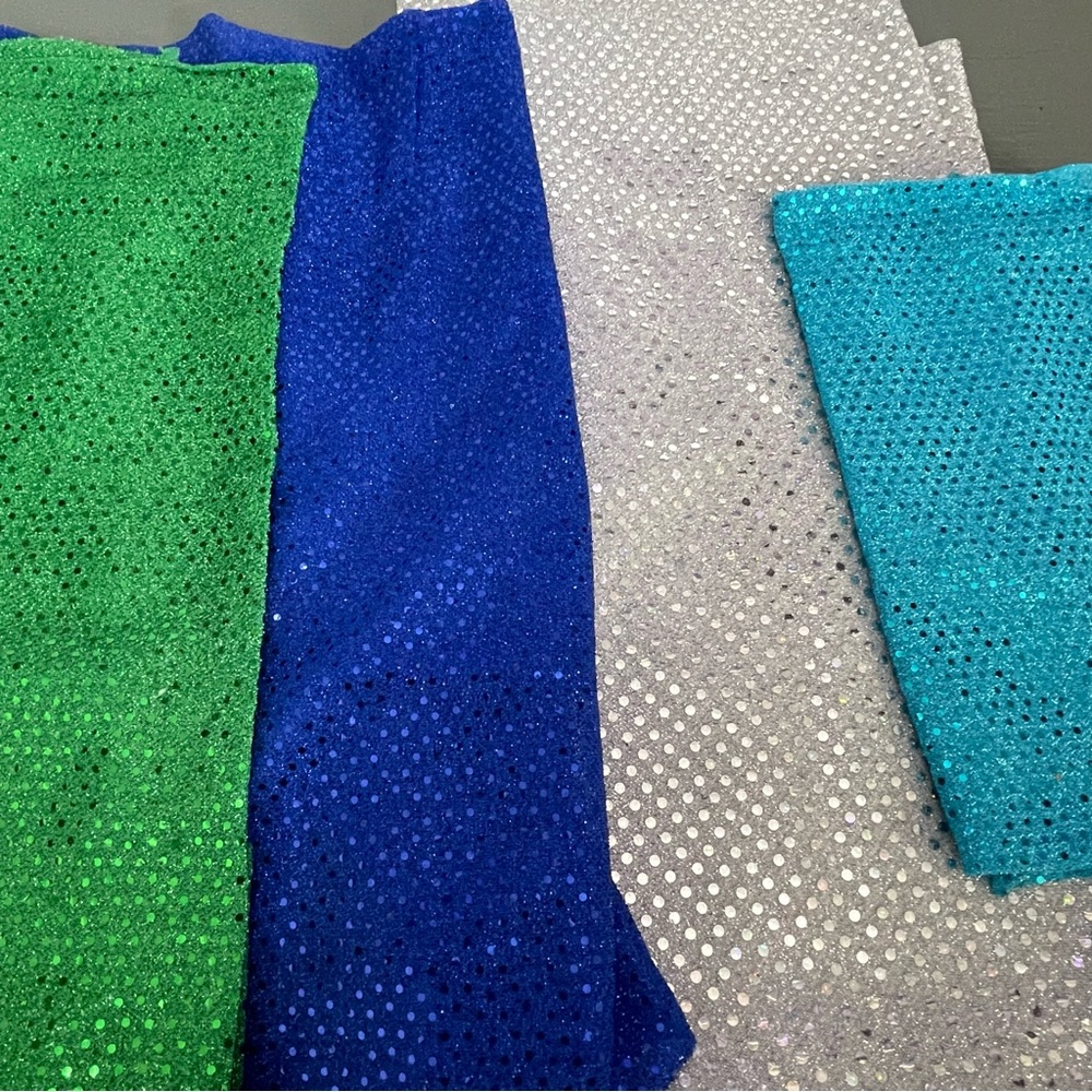 Small Confetti Dots Sequin Fabric Lot Turquoise Silver Blue Green